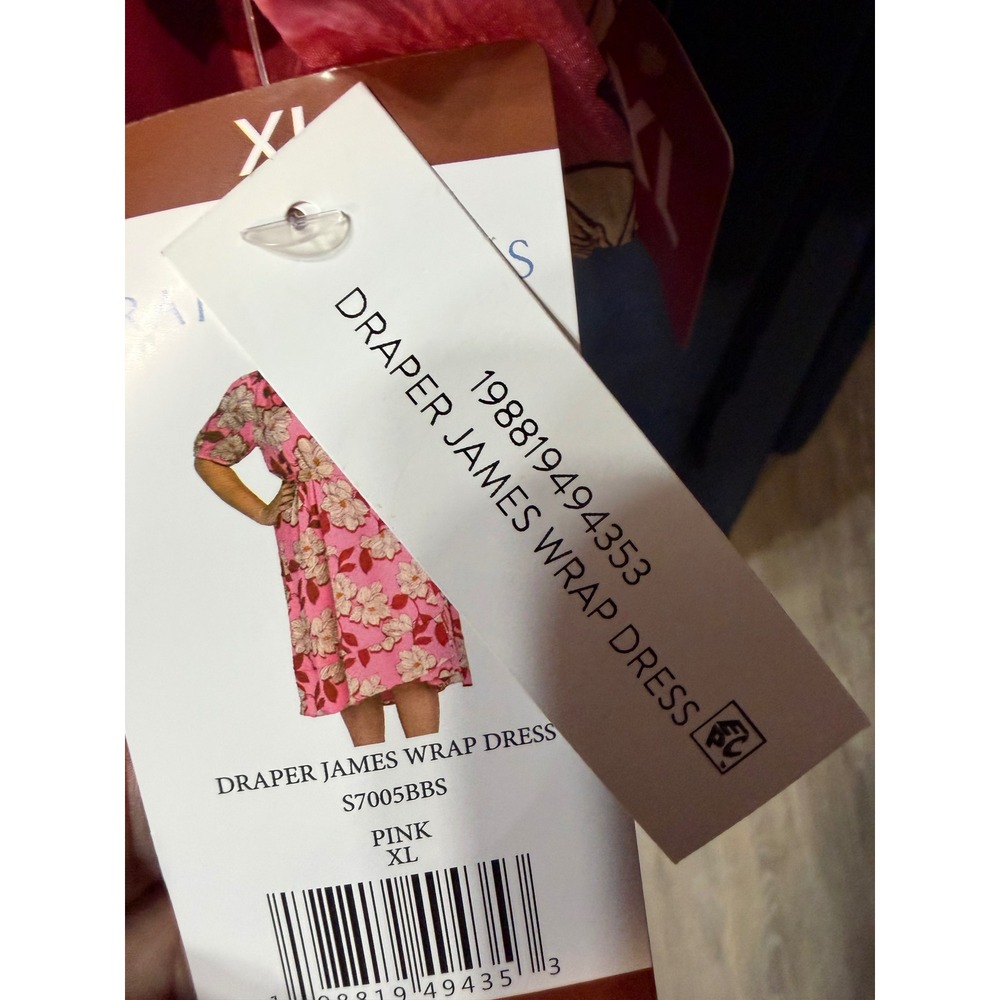 Draper James RSVP Pink Floral Wrap Dress Short Sleeve Ruffle Neck Midi XL - Picture 5 of 5
